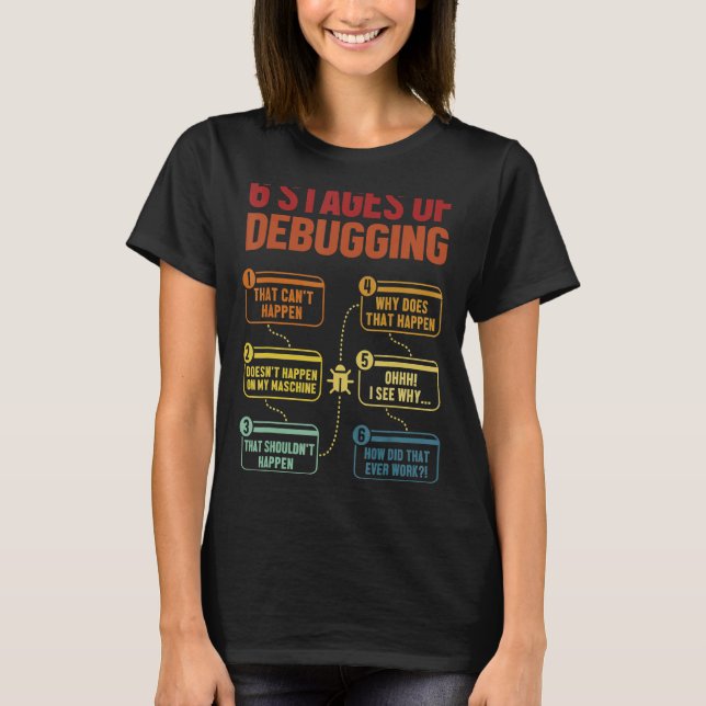 6 Bühnen des Debugging-Software-Entwicklers IT Tec T-Shirt (Vorderseite)