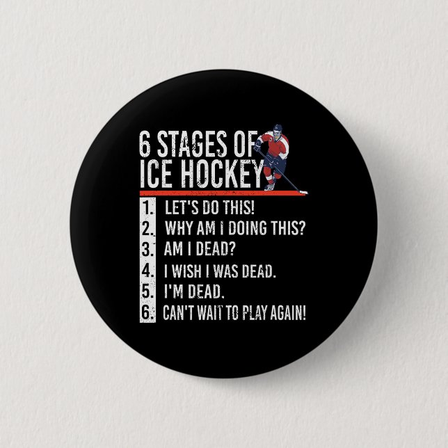 6 Bühnen Eishockey und Hockeyspieler Button (Vorderseite)