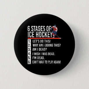 6 Bühnen Eishockey und Hockeyspieler Button