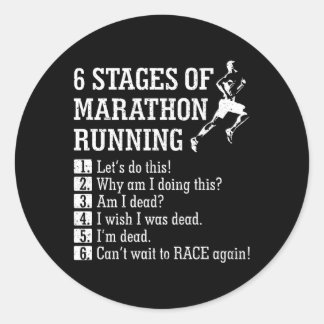 6 Bühnen Marathonlauf für den Läufer Runder Aufkleber