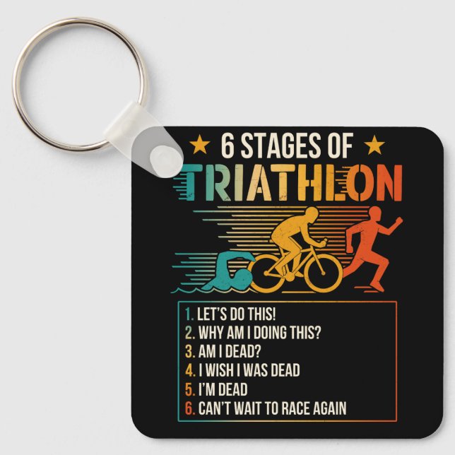6 Bühnen Triathlon-Athleten Triathleten laufen Schlüsselanhänger (Vorderseite)