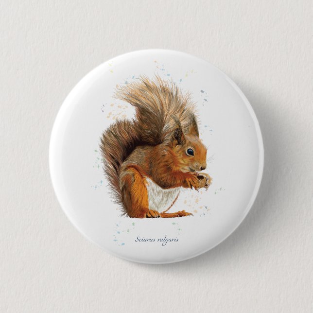 6 cm rundes Abzeichen mit dem Roten Eichhörnchen Button (Vorderseite)