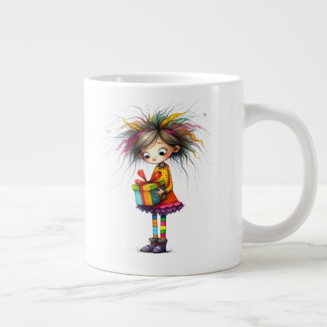 *  6 Colorful  Whimsical Christmas GIRL  Gift AP97 Jumbo-Tasse (Rechts)