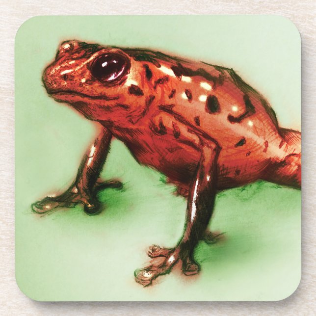 6 Dessous de verre de grenouille rouge, croquis an (Devant)