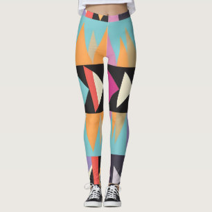 6 farbige Streifen und Dreiecke Leggings