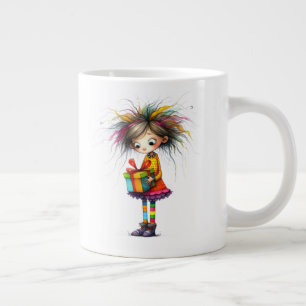 * 6 Farbige Whimsical Weihnachts-MÄDCHEN-Geschenk Jumbo-Tasse