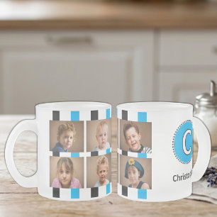 6 Foto Anfangsname Schwarz Blau Mattglastasse