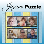 6 Foto Collage, blau-gelbe Streifen<br><div class="desc">Gemeinsam Erinnerungen mit unserem maßgeschneiderten 6-Foto-Puzzle! Dieses Puzzle lasse Ihnen, sechs Ihrer liebsten Fotos auf unterhaltsame, interaktive Weise zu präsentieren. Die lichtdurchflutete, glänzende Oberfläche aus hochwertigen Materialien bringt Ihre Bilder zum Leben und sorgt für eine lange Lebensdauer. Ideal für jeden Anlass, von Geburtstag bis Feiertag, kombiniert dieses Puzzle Kreativität mit...</div>