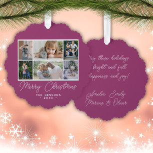 6 Foto-Collage Frohe Weihnachten Familie  Ornament Karte