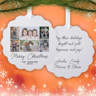 6 Foto Collage Frohe Weihnachten Familie Ornament Karte