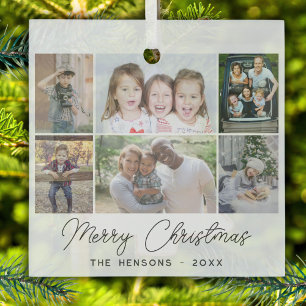 6 Foto Collage Frohe Weihnachtsfamilie Ornament Aus Glas