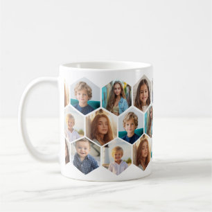 6 Foto-Collage - funkiges Honigwabenmuster - weiß Kaffeetasse