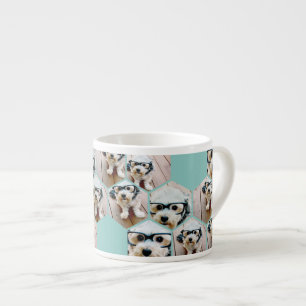 6 Foto Collage - funky hexagon pattern aquamarin Espressotasse