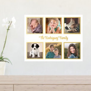 6 Foto Collage Gold Rahmen Custom Gold Text Foliendrucke