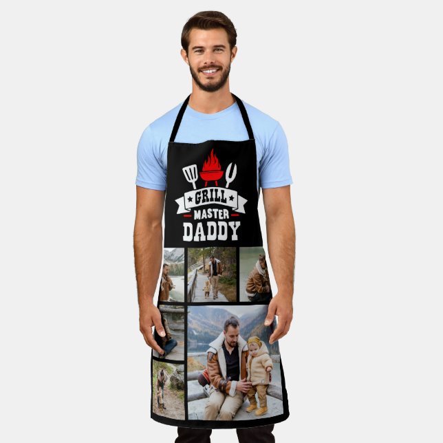 6 Foto Collage Grill Master Daddy GRILLEN Schürze (Getragen)