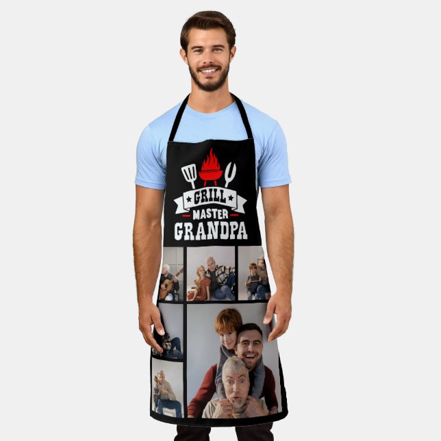 6 Foto Collage Grill Master Opa GRILLEN Schürze (Getragen)