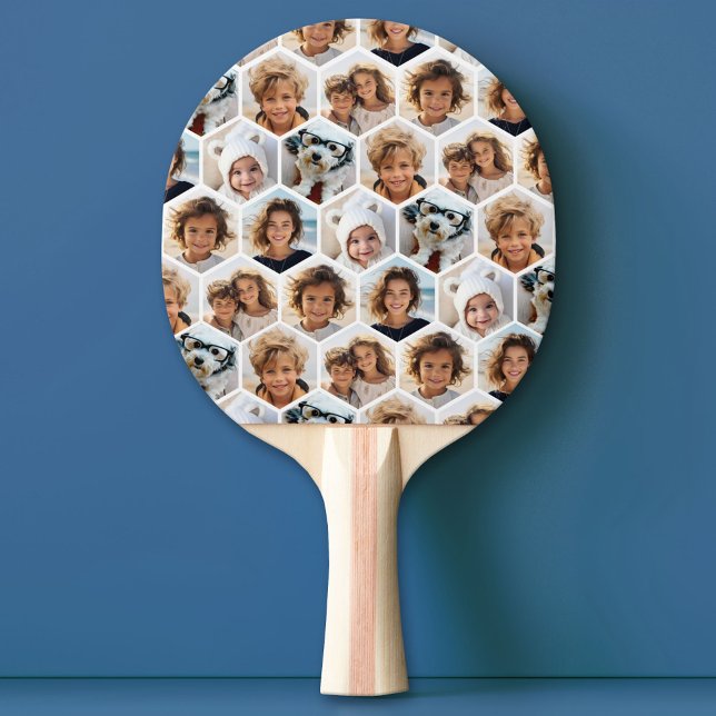 6 Foto Collage Honeycomb pattern - BE PATIENT Tischtennis Schläger (Custom Pink Pong Paddle)