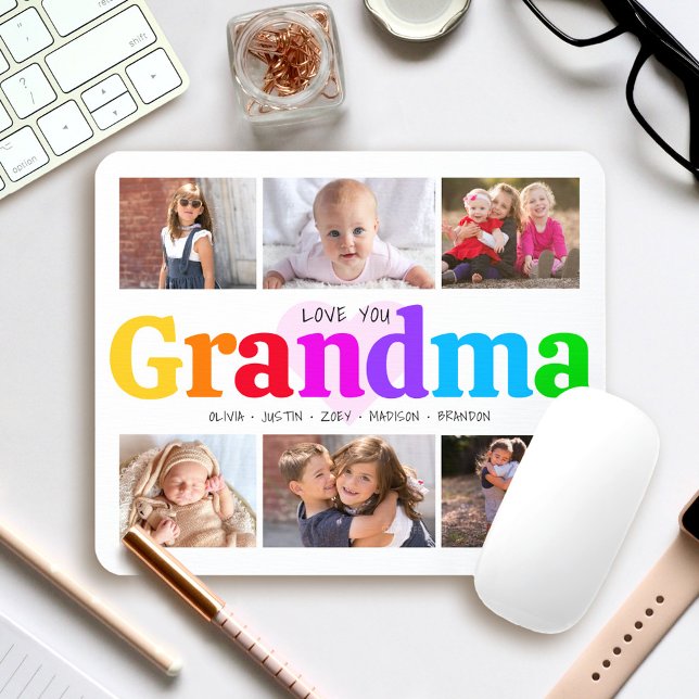 6 Foto Collage Liebe Sie Oma Colorful Modern Mousepad (Von Creator hochgeladen)