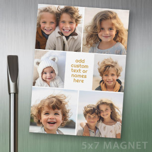6 Foto-Collage Minimalist - weiß und gold Magnet
