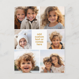 6 Foto-Collage Minimalist - weiß und gold Postkarte