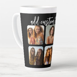 6-Foto-Collage mit trendy Bounce-Schrift - schwarz Milchtasse