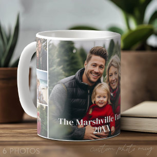 6-Foto-Collage mit weißem Hintergrund - Serif-Schr Kaffeetasse