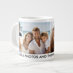 6 Foto-Collage - Modern, Minimal Weiß mit Text Jumbo-Tasse
