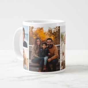 6 Foto-Collage - Modern, minimalistischer weißer H Jumbo-Tasse
