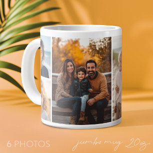 6 Foto-Collage - Modern, minimalistischer weißer H Jumbo-Tasse