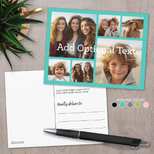 6 Foto-Collage Optional Text -- CAN Blau bearbeite Postkarte