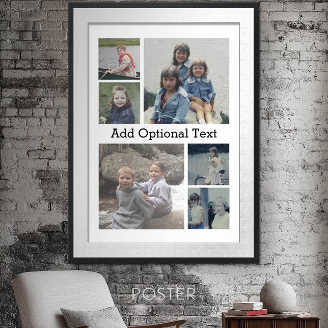 6 Foto-Collage Optionaler Text -- Farbe editierbar Poster (Personalized Poster - Add your photos and text)