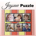 6 Foto Collage orange gelbe Streifen<br><div class="desc">Gemeinsam Erinnerungen mit unserem maßgeschneiderten 6-Foto-Puzzle! Dieses Puzzle lasse Ihnen, sechs Ihrer liebsten Fotos auf unterhaltsame, interaktive Weise zu präsentieren. Die lichtdurchflutete, glänzende Oberfläche aus hochwertigen Materialien bringt Ihre Bilder zum Leben und sorgt für eine lange Lebensdauer. Ideal für jeden Anlass, von Geburtstag bis Feiertag, kombiniert dieses Puzzle Kreativität mit...</div>