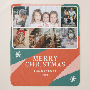 6 Foto Collage Pink Green Orange Weihnachtsfamilie Sherpadecke