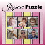 6 Foto Collage Rosa gelbe Streifen<br><div class="desc">Gemeinsam Erinnerungen mit unserem maßgeschneiderten 6-Foto-Puzzle! Dieses Puzzle lasse Ihnen, sechs Ihrer liebsten Fotos auf unterhaltsame, interaktive Weise zu präsentieren. Die lichtdurchflutete, glänzende Oberfläche aus hochwertigen Materialien bringt Ihre Bilder zum Leben und sorgt für eine lange Lebensdauer. Ideal für jeden Anlass, von Geburtstag bis Feiertag, kombiniert dieses Puzzle Kreativität mit...</div>