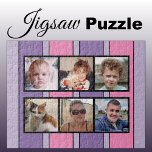 6 Foto Collage Rosa lila Streifen<br><div class="desc">Gemeinsam Erinnerungen mit unserem maßgeschneiderten 6-Foto-Puzzle! Dieses Puzzle lasse Ihnen, sechs Ihrer liebsten Fotos auf unterhaltsame, interaktive Weise zu präsentieren. Die lichtdurchflutete, glänzende Oberfläche aus hochwertigen Materialien bringt Ihre Bilder zum Leben und sorgt für eine lange Lebensdauer. Ideal für jeden Anlass, von Geburtstag bis Feiertag, kombiniert dieses Puzzle Kreativität mit...</div>