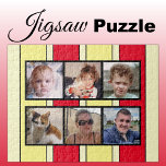 6 Foto, Collage, rote gelbe Streifen<br><div class="desc">Gemeinsam Erinnerungen mit unserem maßgeschneiderten 6-Foto-Puzzle! Dieses Puzzle lasse Ihnen, sechs Ihrer liebsten Fotos auf unterhaltsame, interaktive Weise zu präsentieren. Die lichtdurchflutete, glänzende Oberfläche aus hochwertigen Materialien bringt Ihre Bilder zum Leben und sorgt für eine lange Lebensdauer. Ideal für jeden Anlass, von Geburtstag bis Feiertag, kombiniert dieses Puzzle Kreativität mit...</div>