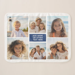 6-Foto-Collage und bis zu 3 Textzeilen - blau Sherpadecke