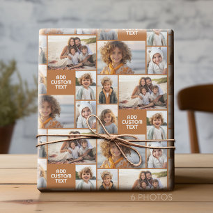 6-Foto-Collage - Vollfarben - weißer Textbaustein Geschenkpapier