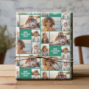 6-Foto-Collage - Vollfarben - weißer Textbaustein Geschenkpapier