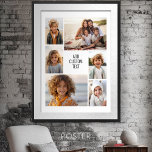 6 Foto-Collage - weißer Hintergrund - schwarzer Te Poster<br><div class="desc">6 Fotos in einem ungleichmäßigen Muster umgeben eine Öffnung für drei Textzeilen. Verwenden Sie 2 quadratische Fotos und 4 vertikale Fotos,  um diese Arbeit zu machen! Der Hintergrund ist weiß. Wenn Sie gewollt haben,  die Farben zu ändern,  klicken Sie auf den erweiterten Designbereich und sehen Sie mehr Auswahl.</div>