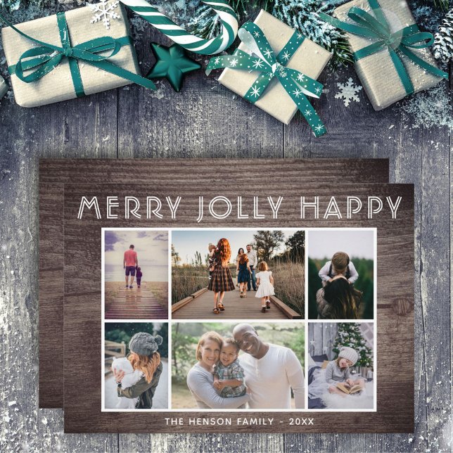 6 Foto Collage Wood Merry Jolly Happy Weihnachten (Von Creator hochgeladen)