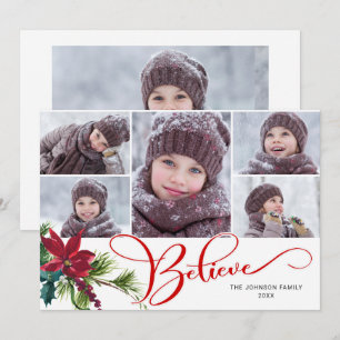 6 Foto Elegant Poinsettia Weihnachten BELIEVE