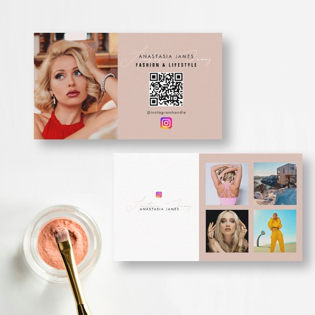 6 Foto Füttre Grid Social Media QR Code Business Visitenkarte (6 Photo Feed Grid Social Media QR Code Business Business Card)