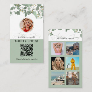 6 Foto Füttre Grid Social Media QR Code Eucalyptus Visitenkarte