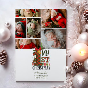 6 Foto Kariert Erstes Weihnachtsfest Feiertagskarte