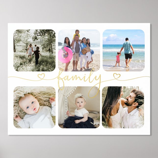 6 Foto Personalisierte HerzTypografie Foliendrucke (Vorderseite)
