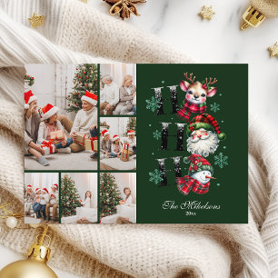 6 Foto Retro Gingham Santa & Friends Weihnachten