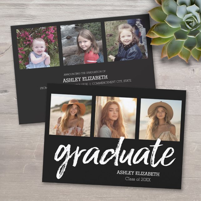 6 Foto Trendy Abschluss Ankündigung (Custom Graduation Announcement)
