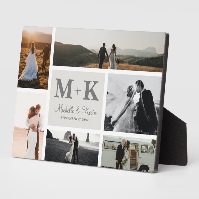 6 Foto Wedding Collage Newlyweds Keepake Fotoplatte (Seite)