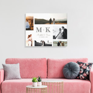6 Foto Wedding Collage Newlyweds Keepake Leinwanddruck